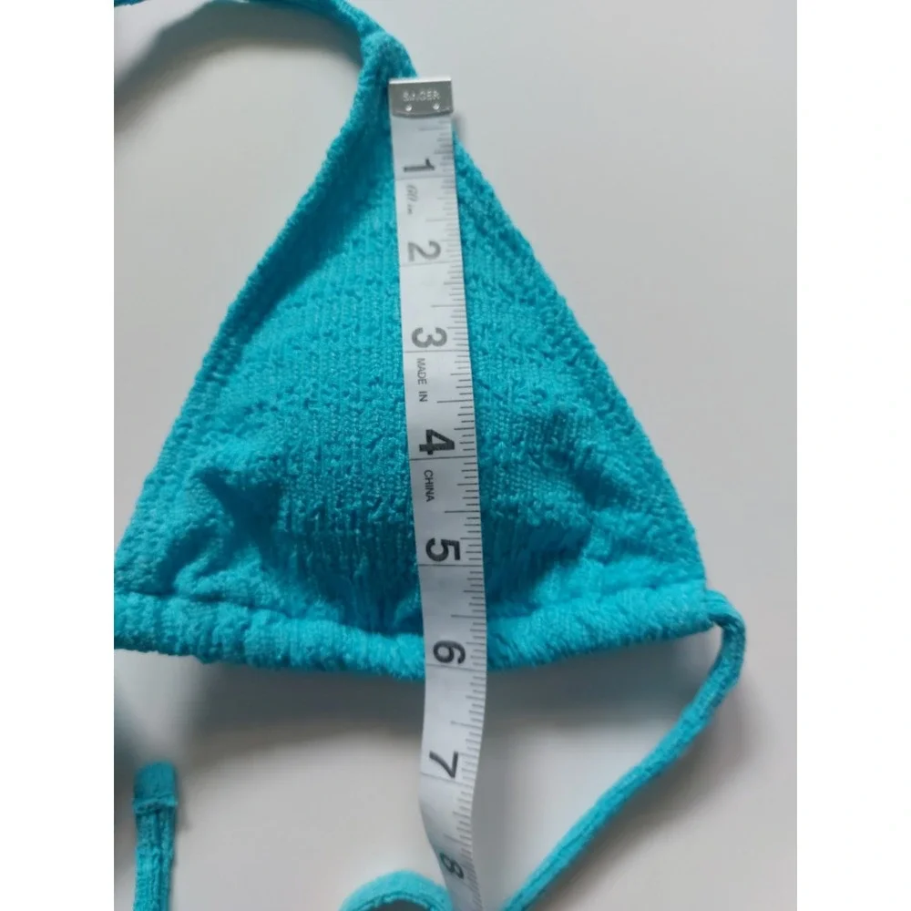 Women's 3‎ Piece Textured High Cut Halter Triangle Bikini Swimsuit Mint size S